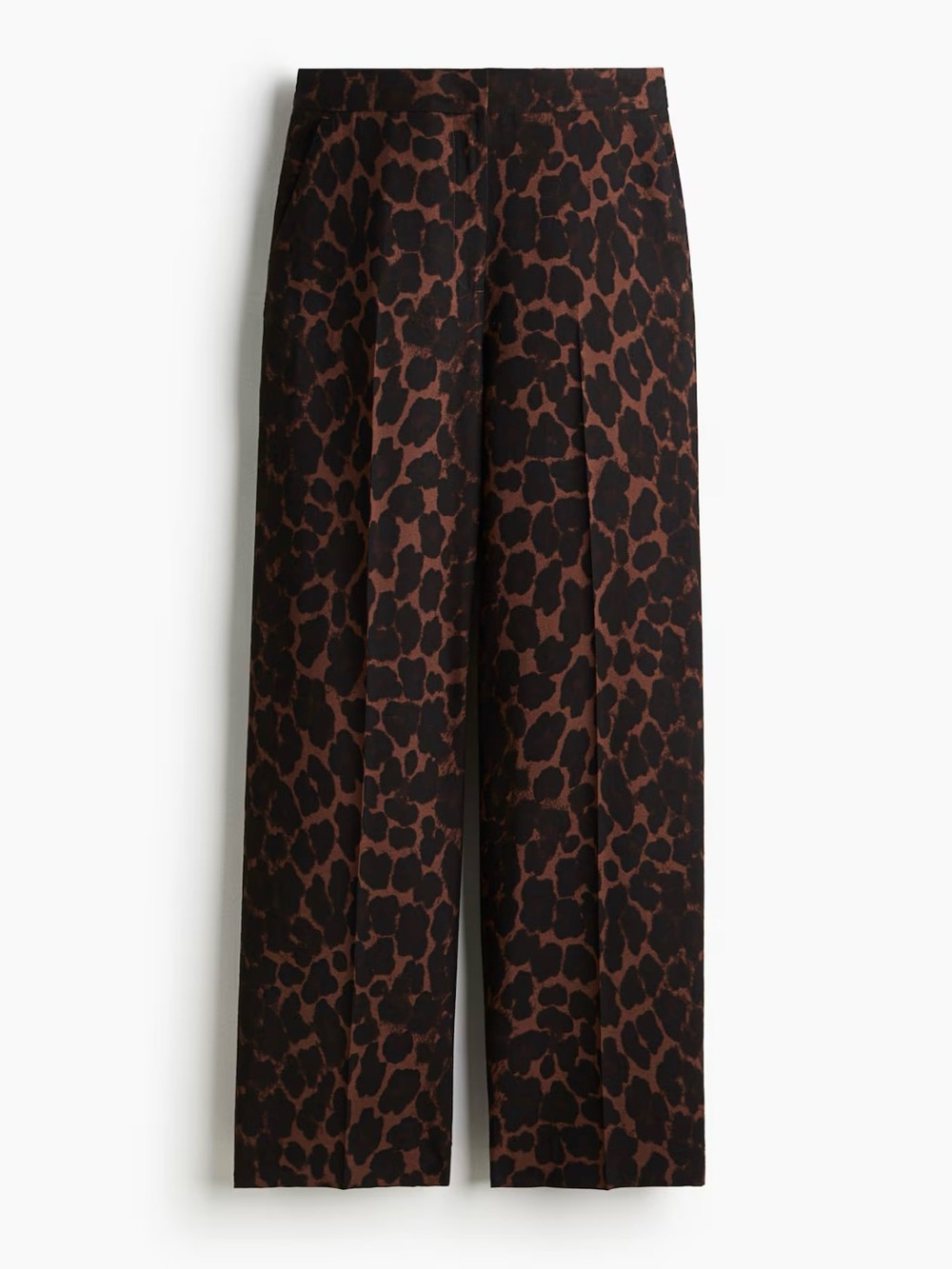 H&M Straight-Leg Animal Print Pants in Brown and Black